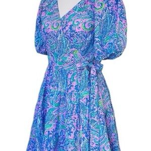 Lilly Pulitzer Vibrant Blue and Pink Patterned Dress